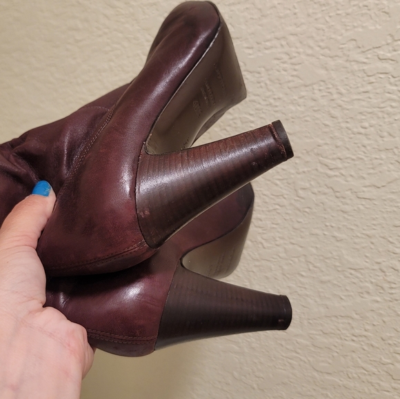 Sergio Rossi Brown Leather Tall Sock Boot - Picture 7 of 10